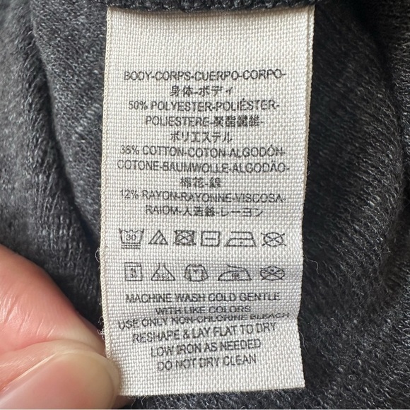 Free People We The Free Sweater Split Back Turtleneck Top Dark Gray S - Picture 9 of 12